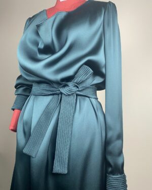 Robe Double Soie avec Ceinture - TALLIA